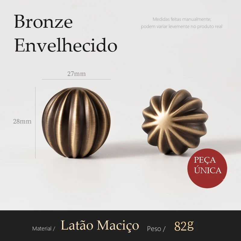 Puxador Anzio Bronze Envelhecido Ponto 27 mm - medidas