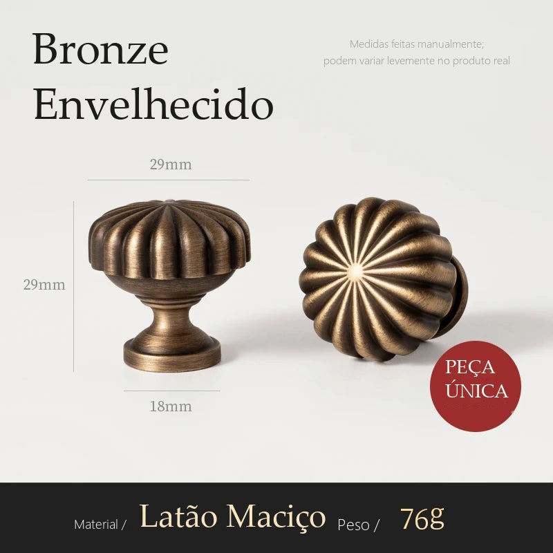 Puxador Anzio Bronze Envelhecido Ponto 29 mm - medidas