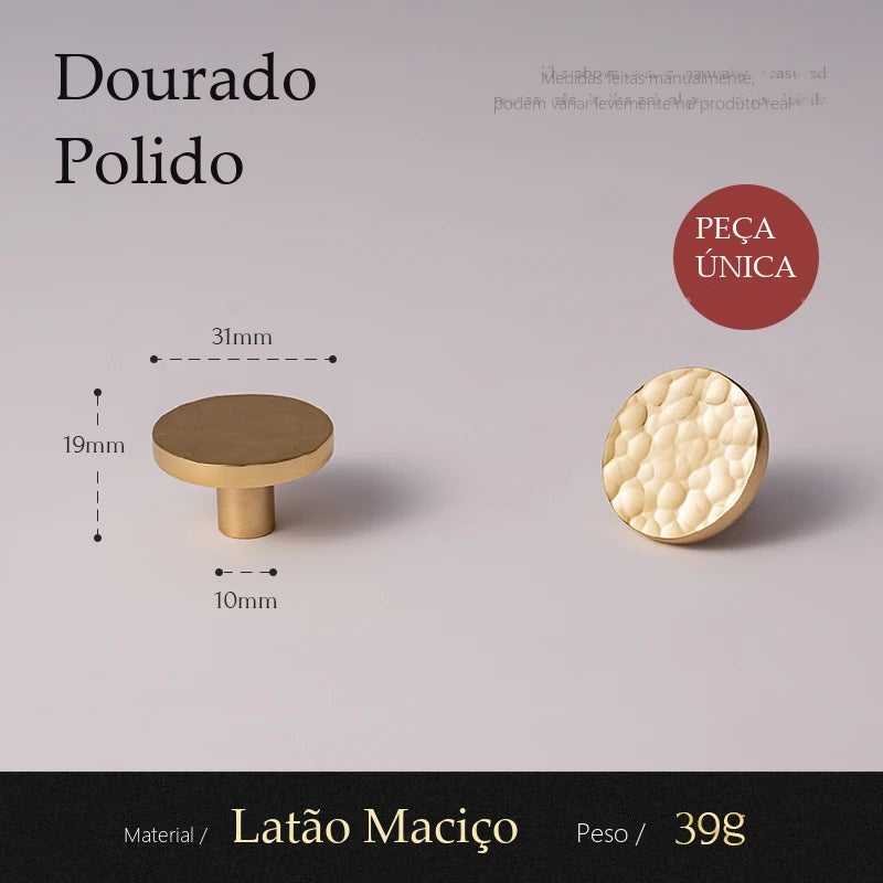 Puxador Brera Dourado Polido Ponto 31 mm - medidas