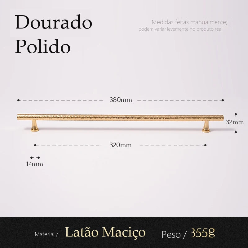 Puxador Brera Dourado Polido Alça 320 mm - medidas