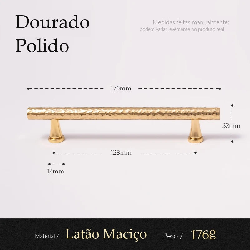 Puxador Brera Dourado Polido Alça 128 mm - medidas