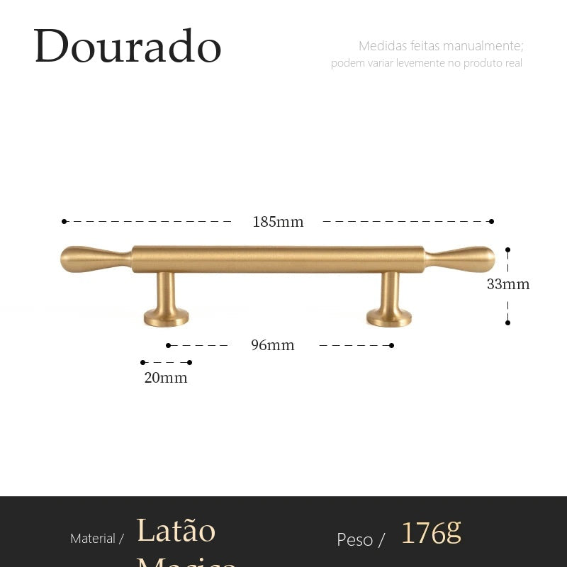 Puxador Cagliari Dourado Escovado Alça 96 mm - medidas