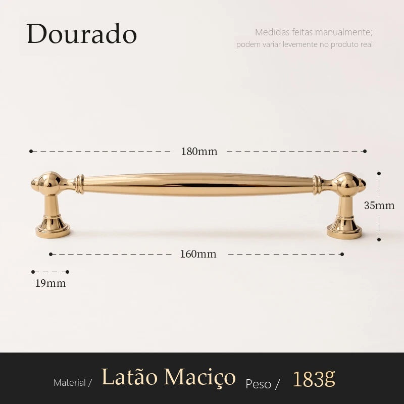 Puxador Elba Dourado Alça 160 mm - medidas