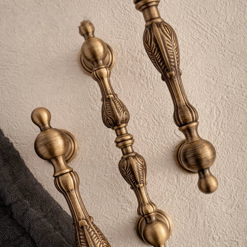 Puxador Alça e Ponto Latão Maciço Bronze Envelhecido Ornamentado Faenza - foto 5