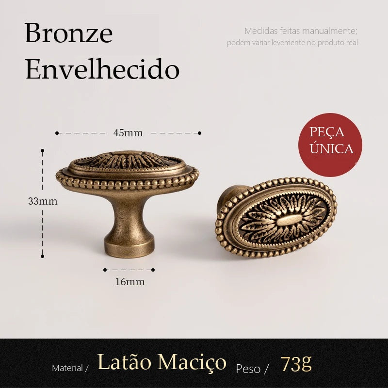 Puxador Faenza Bronze Envelhecido Ponto 45 mm - medidas