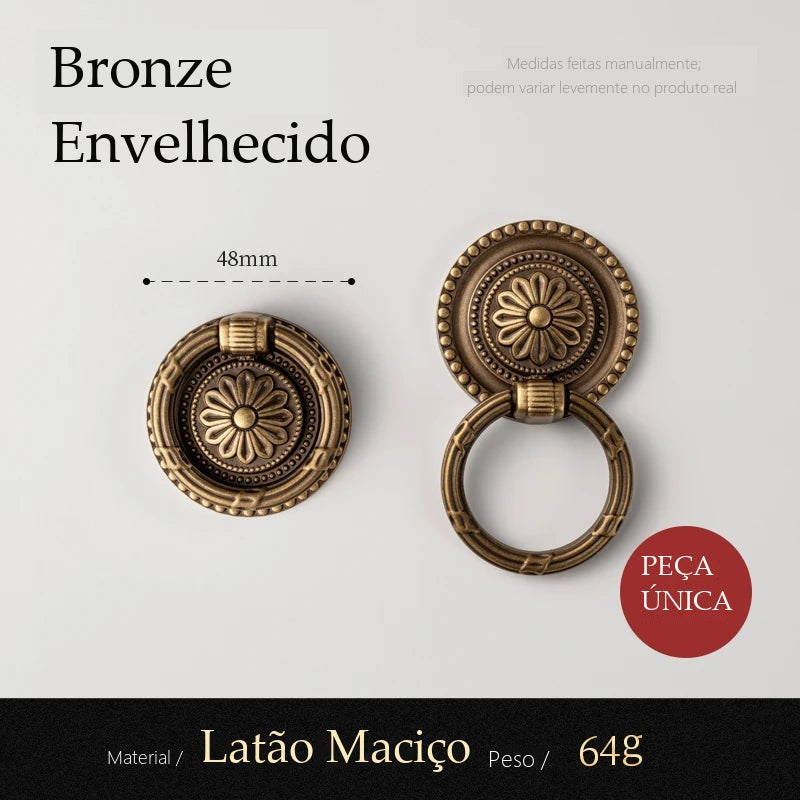 Puxador Faenza Bronze Envelhecido Argola 48 mm - medidas