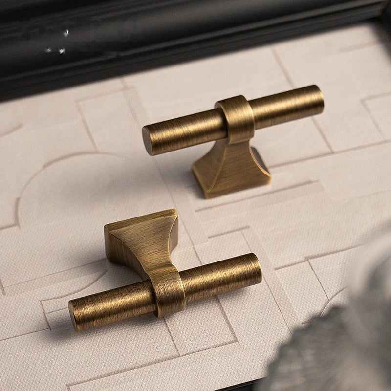 Puxador Alça Latão Maciço Bronze Envelhecido Minimalista Foligno - foto 2