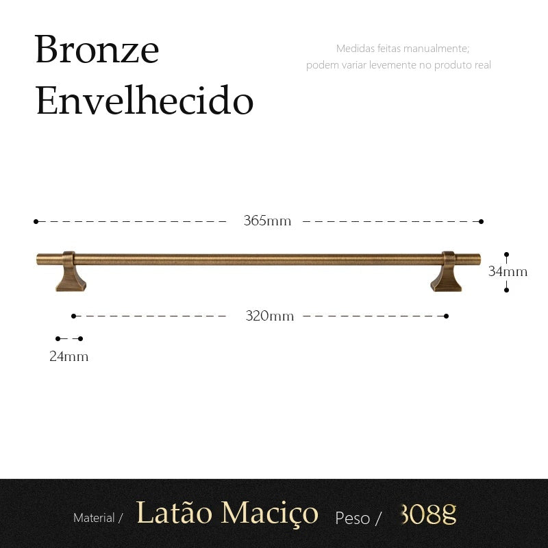 Puxador Foligno Bronze Envelhecido Alça 320 mm - medidas
