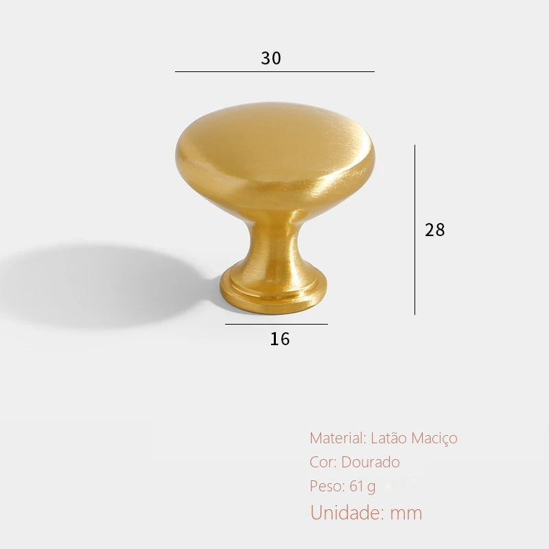 Puxador Imola Dourado Escovado Ponto 30 mm - medidas