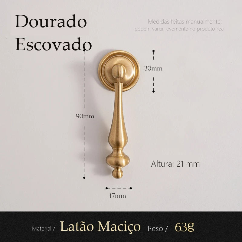 Puxador Lecce Dourado Escovado Pingente 90 mm - medidas