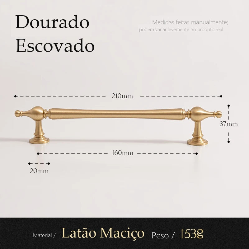 Puxador Lecce Dourado Escovado Alça 160 mm - medidas