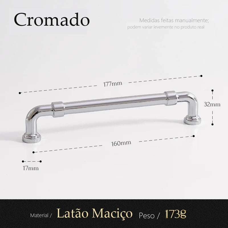Puxador Lerici Cromado Alça 160 mm - medidas