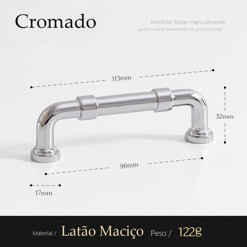 Puxador Lerici Cromado Alça 96 mm - medidas