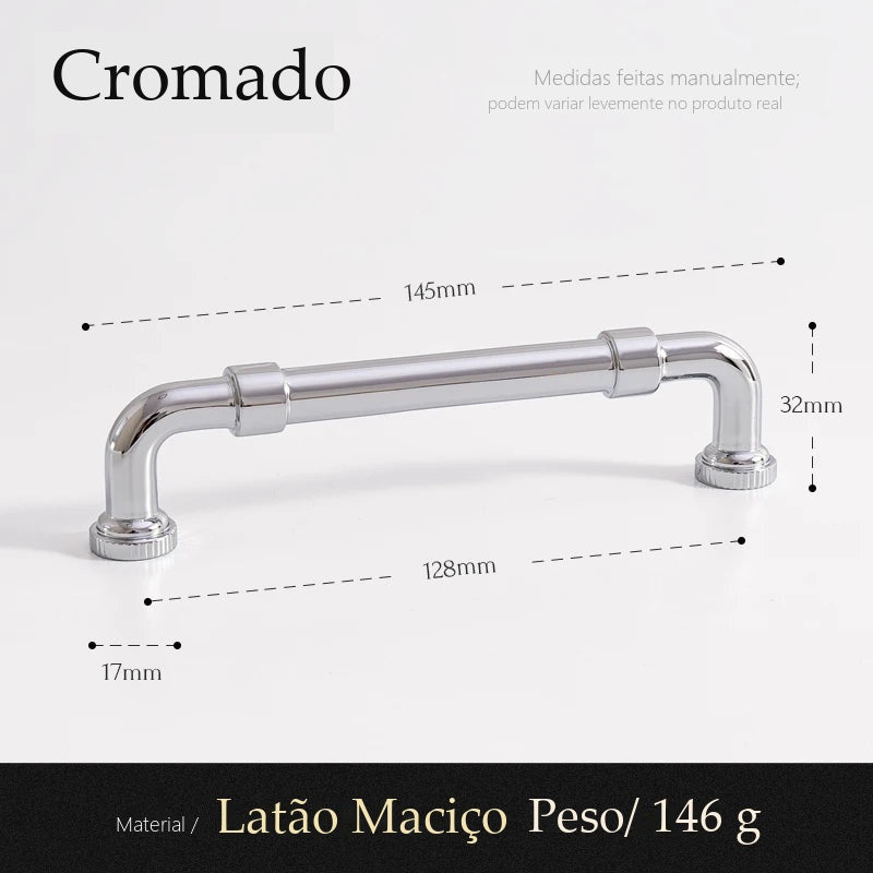 Puxador Lerici Cromado Alça 128 mm - medidas