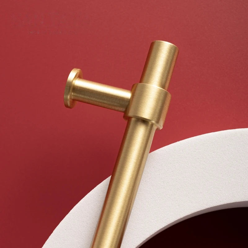 Puxador Alça Latão Maciço Dourado Escovado Minimalista Marostica - foto 2