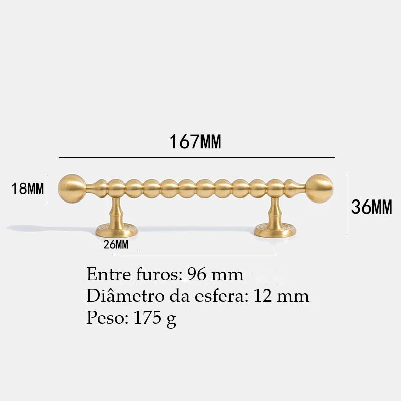 Puxador Modica Dourado Escovado Alça 96 mm - medidas
