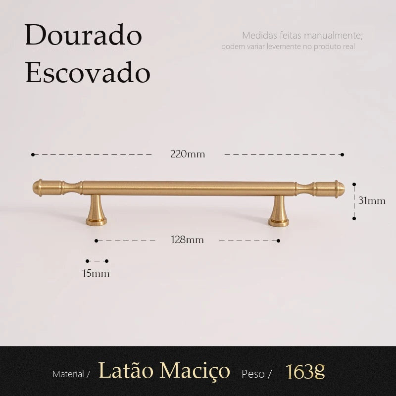 Puxador Monza Dourado Escovado Alça 128 mm - medidas