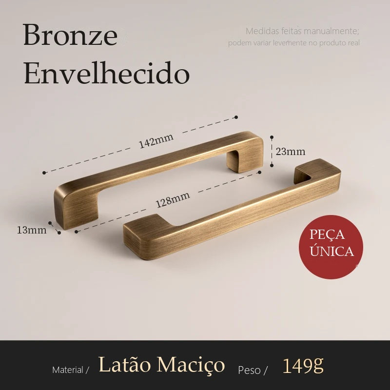 Puxador Ostia Bronze Envelhecido Alça 128 mm - medidas
