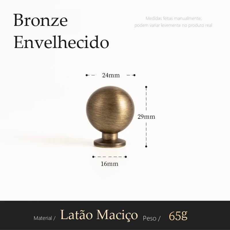 Puxador Pesaro Bronze Envelhecido Ponto 25 mm - medidas