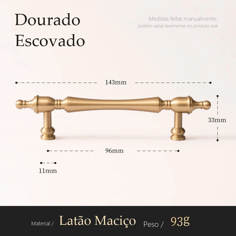 Puxador Piacenza Dourado Escovado Alça 96 mm - medidas