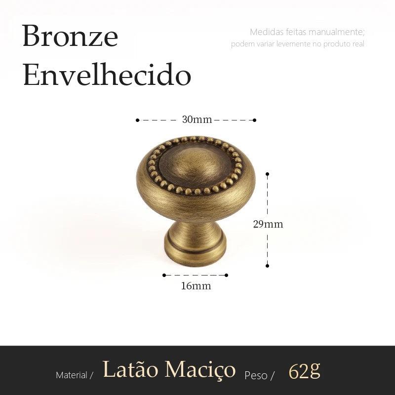 Puxador Pisa Bronze Envelhecido Ponto 30 mm - medidas