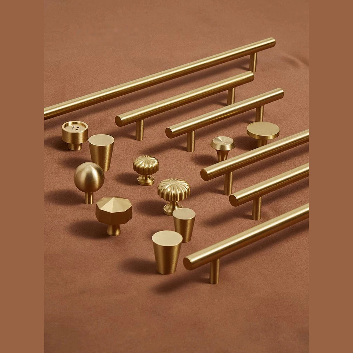 Puxador Alça Latão Maciço Dourado Escovado Minimalista Portici - foto 2