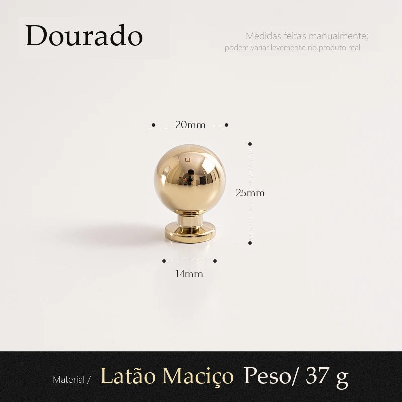 Puxador Ragusa Dourado Ponto 20 mm - Estilo B - medidas