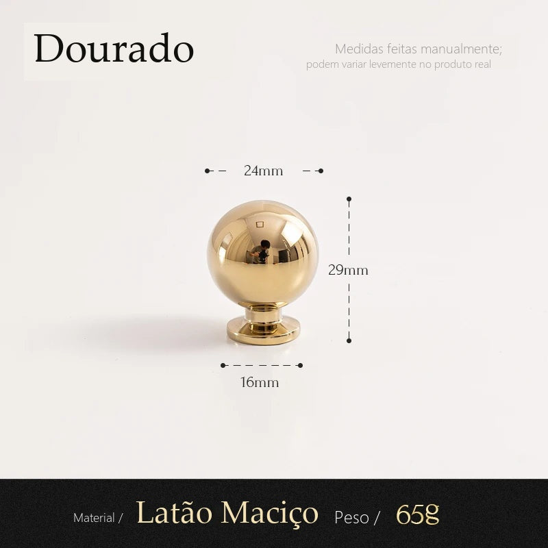 Puxador Ragusa Dourado Ponto 25 mm - Estilo B - medidas
