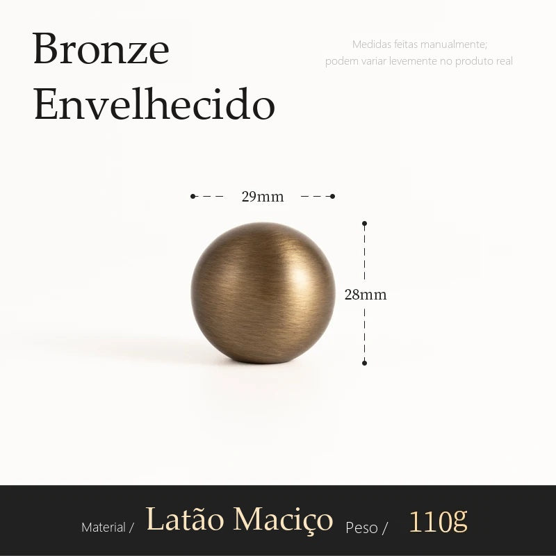 Puxador Reggio Bronze Envelhecido Ponto 29 mm - Estilo B - medidas