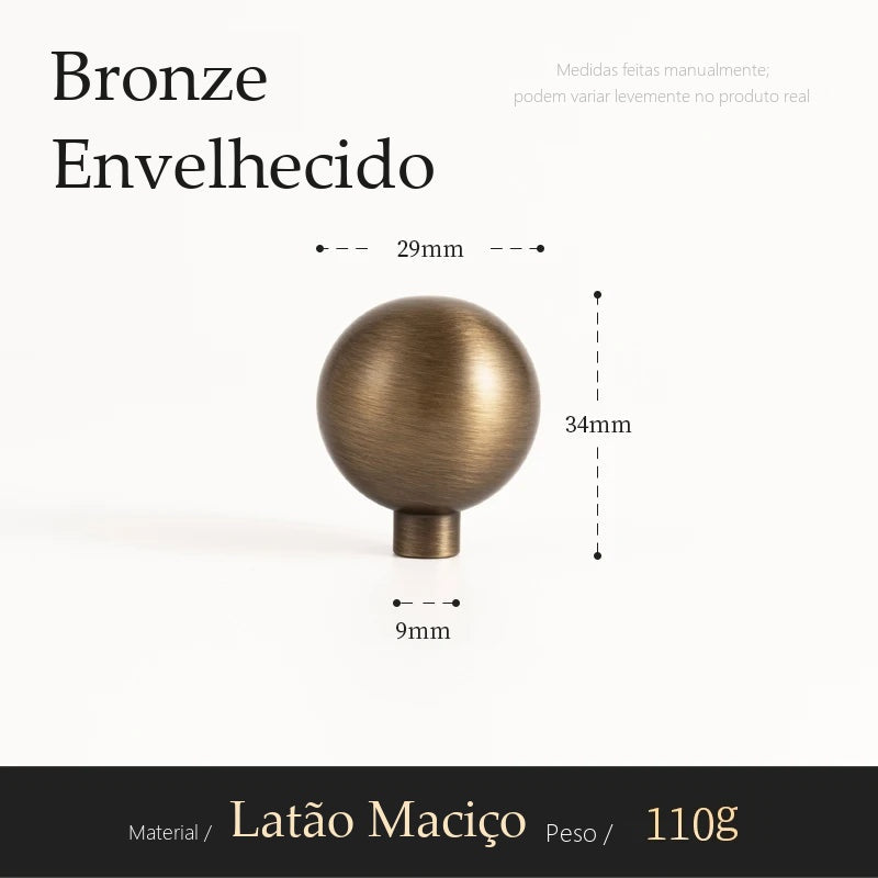 Puxador Reggio Bronze Envelhecido Ponto 29 mm - Estilo C - medidas