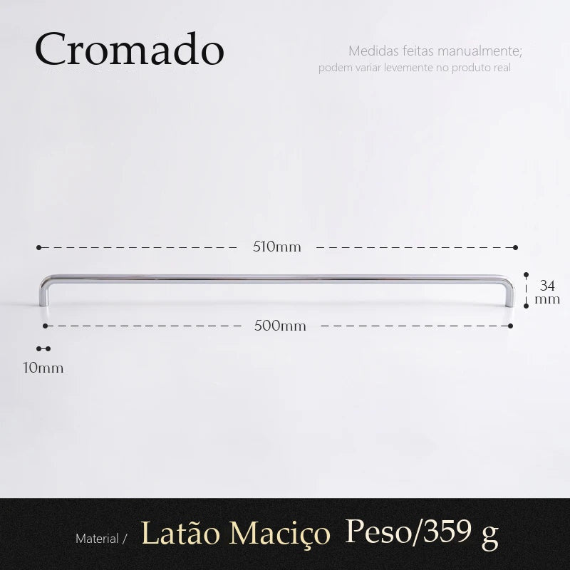 Puxador Savona Cromado Alça 500 mm - medidas