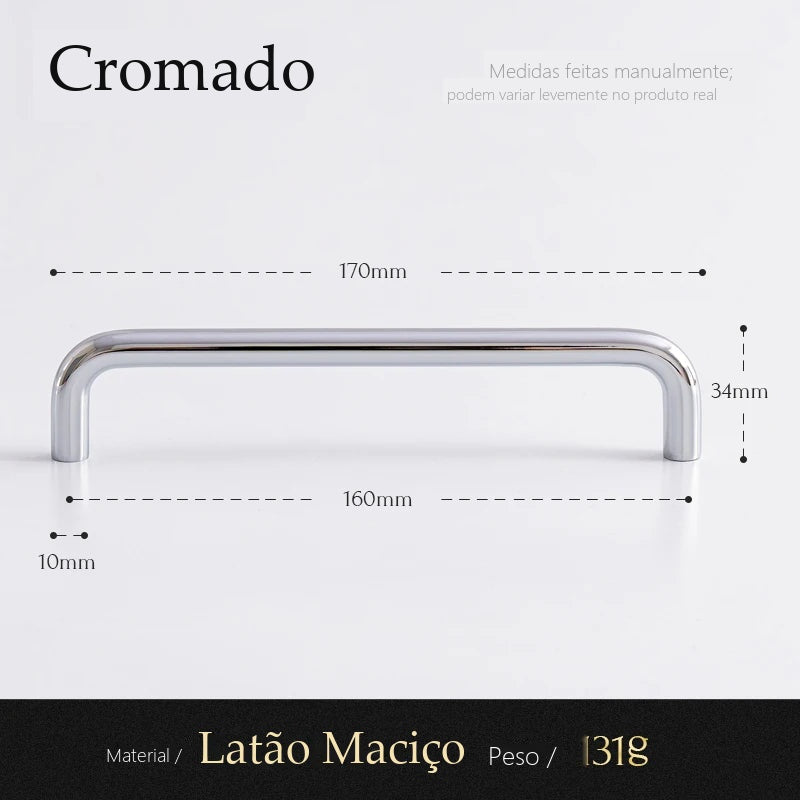 Puxador Savona Cromado Alça 160 mm - medidas