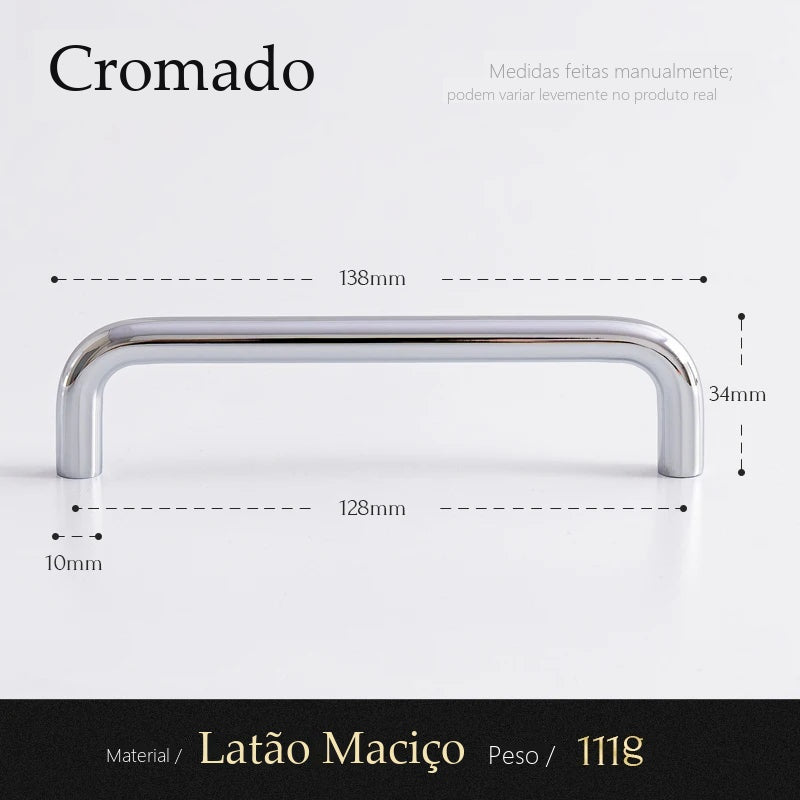 Puxador Savona Cromado Alça 128 mm - medidas
