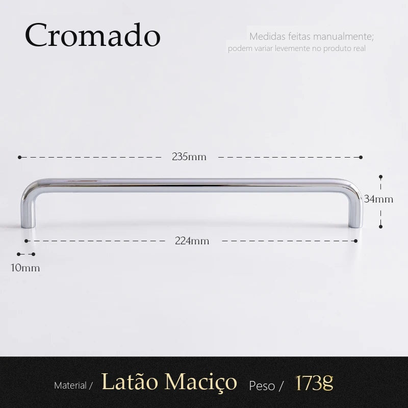 Puxador Savona Cromado Alça 224 mm - medidas