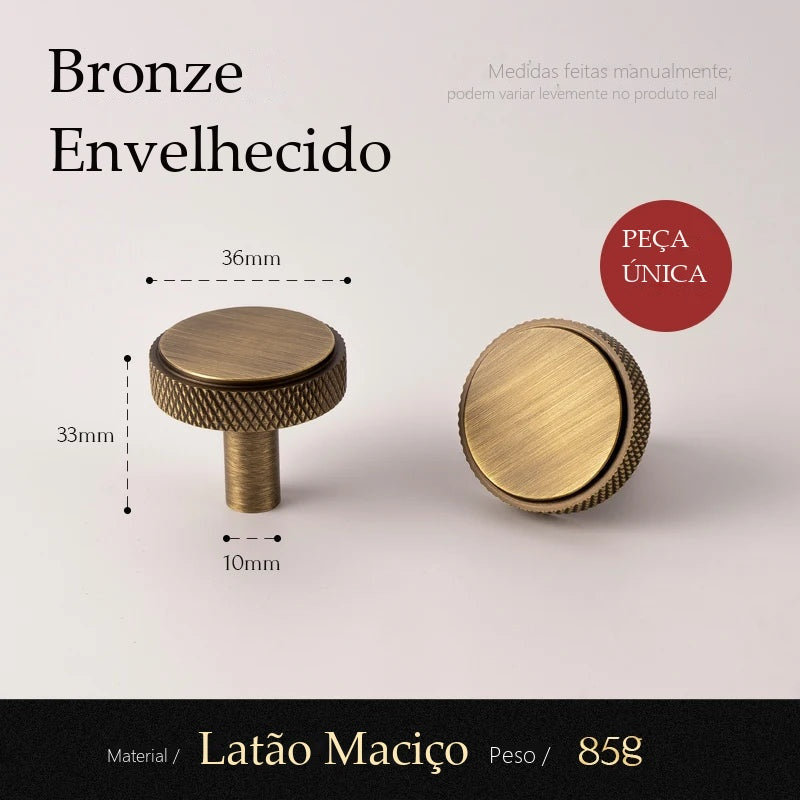Puxador Termoli Bronze Envelhecido Ponto 36 mm - medidas