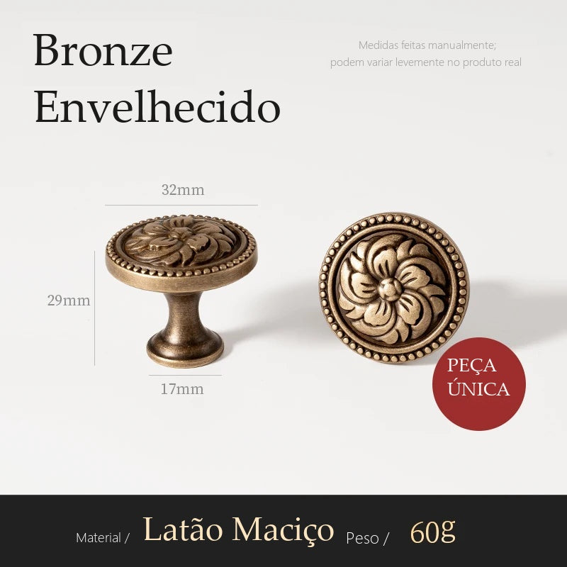 Puxador Trani Bronze Envelhecido Ponto 32 mm - medidas