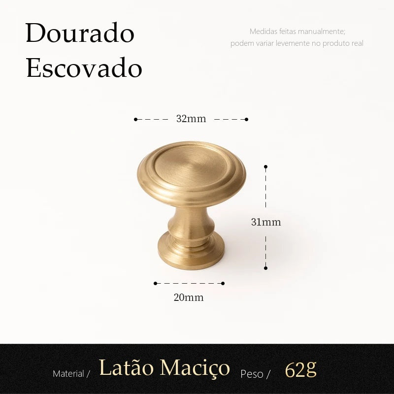 Puxador Udine Dourado Escovado Ponto 32 mm - medidas