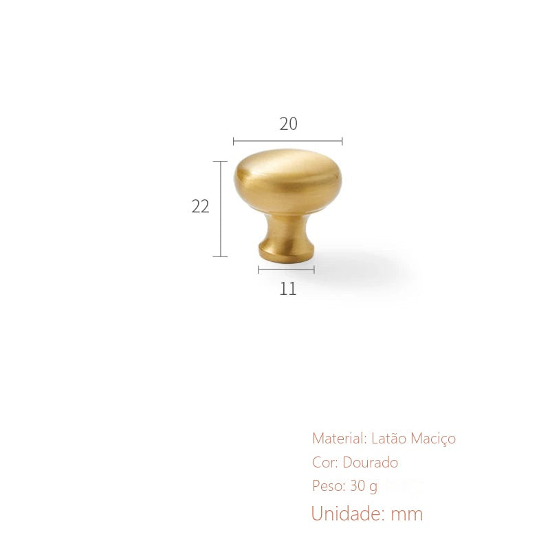 Puxador Urbino Dourado Escovado Ponto 20 mm - medidas