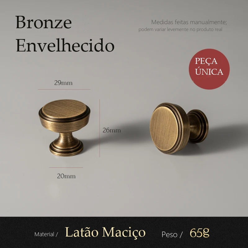 Puxador Varese Bronze Envelhecido Ponto 29 mm - medidas