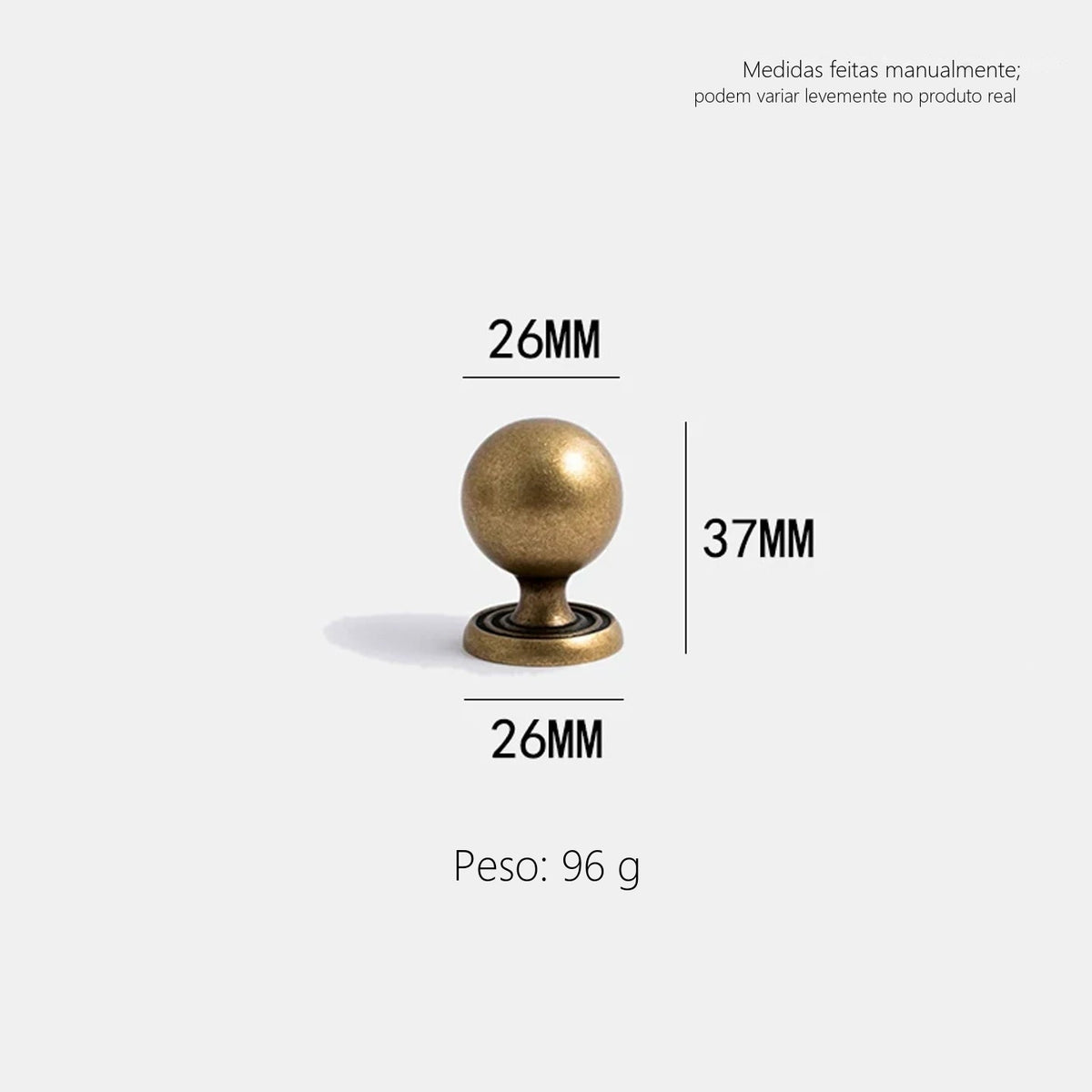 Puxador Verbania Bronze Envelhecido Ponto 26 mm - medidas