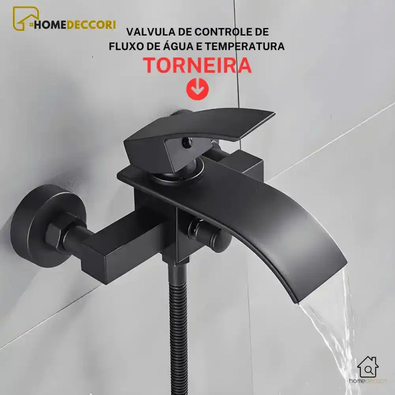 Misturador De Parede Para Banheira Monocomando Cascata Com Ducha Manual Prestige - Homedeccori