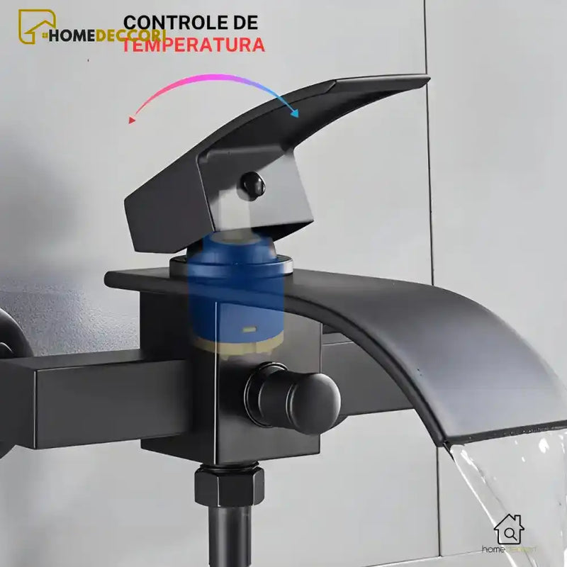 Misturador De Parede Para Banheira Monocomando Cascata Com Ducha Manual Prestige - Homedeccori