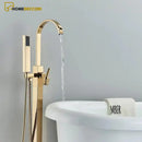 Torneira De Piso Para Banheira Misturador Hose Dourado - Homedeccori