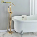 Torneira De Piso Para Banheira Misturador Hose Dourado - Homedeccori
