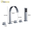 Torneira Imbutida Para Banheira Romana Duplo comando de cinco furos com Ducha manual - Homedeccori