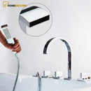 Torneira Imbutida Para Banheira Romana Duplo comando de cinco furos com Ducha manual - Homedeccori