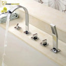 Misturador Para Banheira Embutir Duplo Comando De Cinco Furos C/ Ducha Manual Roman Cromado A /