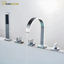 Misturador Para Banheira Embutir Duplo Comando De Cinco Furos C/ Ducha Manual Roman Cromado B /