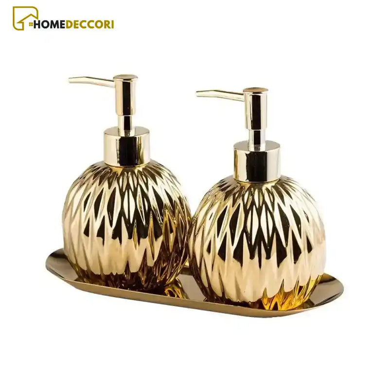 A Fazer Dispenser Sabonete Ou Shampoo- Ceramica E Aço Inox Gold Gleam