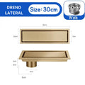 A Fazer Ralo De Piso Oculto Linear Inox Completo Mirage Ouro Escovado/30Cm Dreno Lateral / Entrega